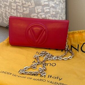 Mario Valentino Bold Red Wallet with Chain